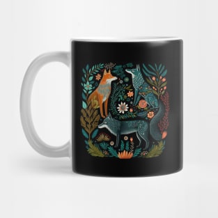 Three Folksy Funky Foxes Grooving With Thriving Fauna Mug